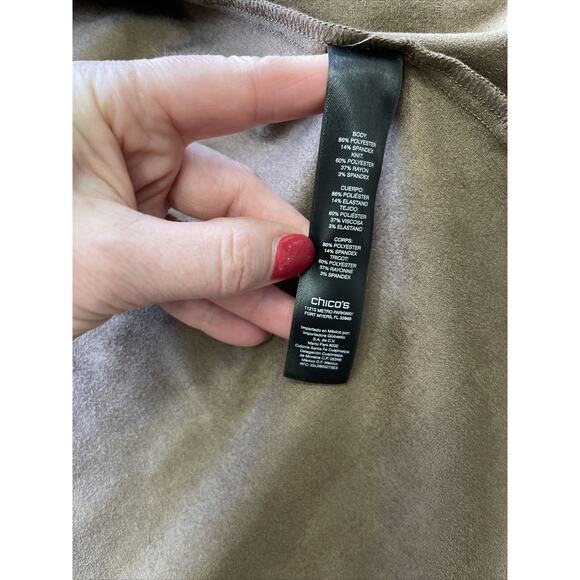 Chico’s Traveler’s Collection Dual Textile Open Cardigan Gray Brown size 0 Small - Picture 7 of 11